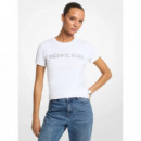 Camiseta de punto liso de algodón con logotipo brillante de Michael Kors