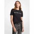 Camiseta de punto liso de algodón con logotipo brillante de Michael Kors
