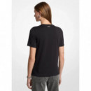 Camiseta de punto liso de algodón con logotipo brillante de Michael Kors