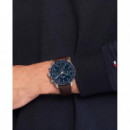 Reloj Hampton C/piel E/azul  LACOSTE