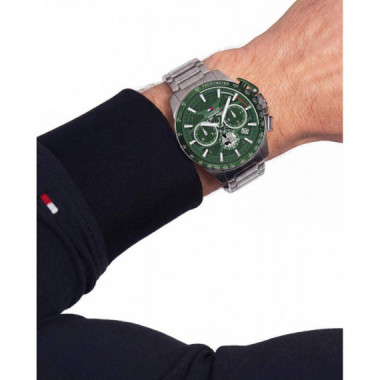 Reloj Bank Plateado E/verde  TOMMY HILFIGER