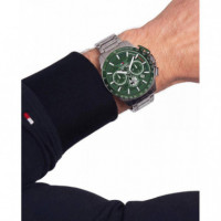 Reloj Bank Plateado E/verde  TOMMY HILFIGER