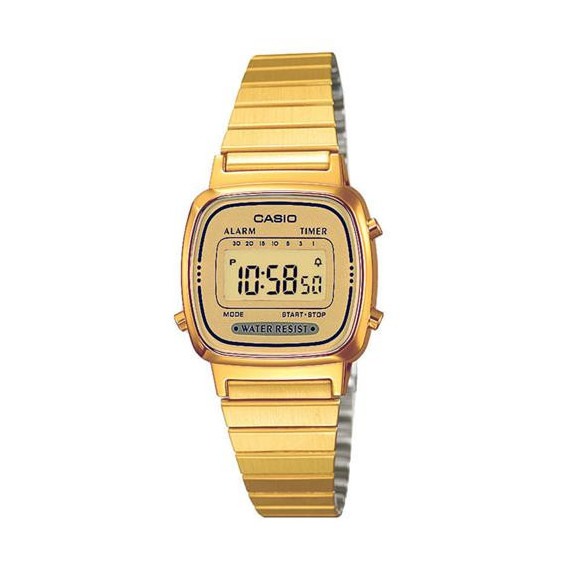 CASIO COLECCION LA670WEGA-9EF Reloj Digital, Acero Inoxidable Dorado, Fecha, Alarmas, Resistente al