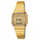CASIO COLECCION LA670WEGA-9EF Reloj Digital, Acero Inoxidable Dorado, Fecha, Alarmas, Resistente al