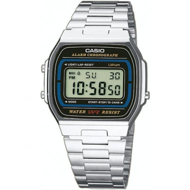 CASIO COLECCION A164WA-1VES Reloj Digital Acero Inoxidable, Fecha, Alarma, Resistente al Agua