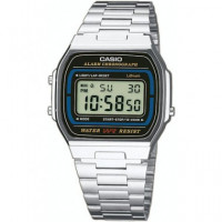 CASIO Coleccion A164WA-1VES Reloj Digital Acero Inoxidable, Fecha, Alarma, Resistente Al Agua