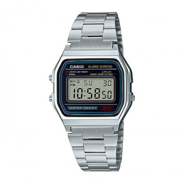 CASIO A158WA-1D Reloj Digital Retro &ndash; Acero Inoxidable, Cron&oacute;metro, Alarma, Luz Led