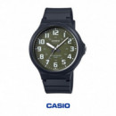 CASIO MW-240-3BV Reloj Analógico Hombre – 50M – Esfera Verde – Ligero y Resistente
