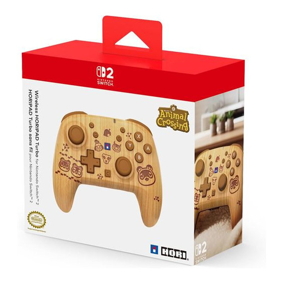 Mando Inalámbrico Horipad Nintendo Animal Crossing Marrón Madera Switch 2  HORI