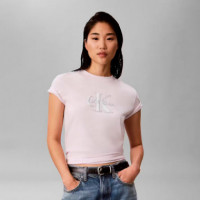 Camiseta con monograma brillante
