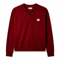 Sudadera de felpa de algodón con cuello de pico