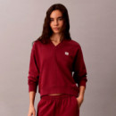 Sudadera de felpa de algodón con cuello de pico