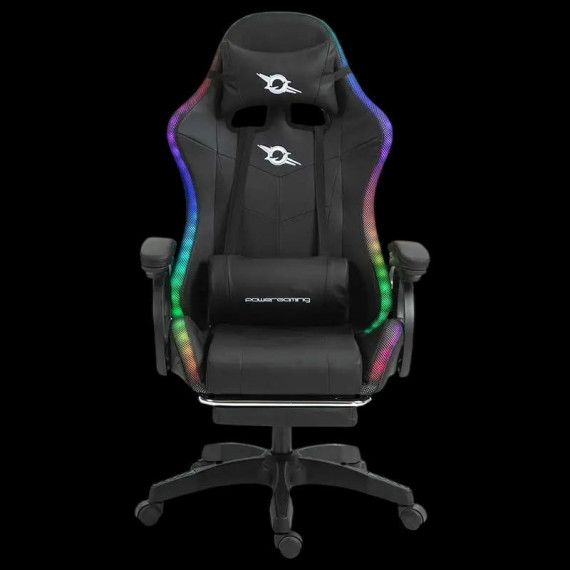 POWERGAMING SILLA GAMING LED RGB CON 7 PUNTOS DE MASAJE Y REPOSAPIES NEGRO 120KG