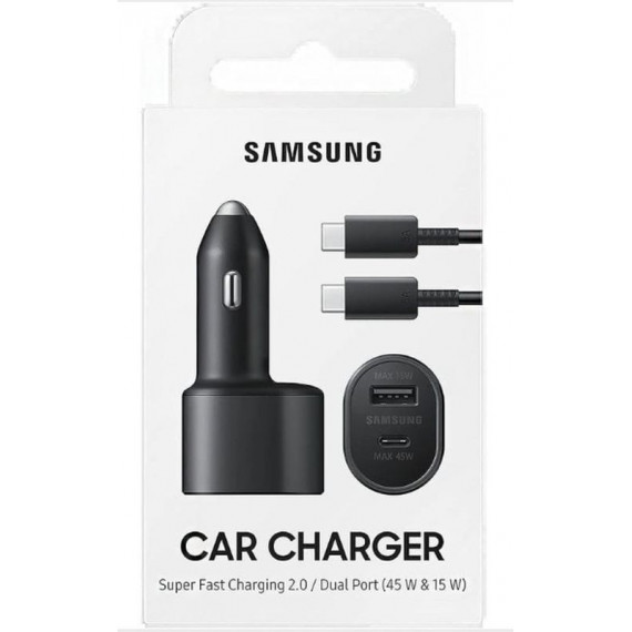 SAMSUNG CARGADOR DE COCHE CON CABLE 45W 1xUSB-A/ 1xUSB Tipo-C/ 3A
