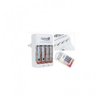 DIGIVOLT Cargador de Pilas AA/AAA/9V Ni-mh Recargable QC-1400 con 4X Pilas Aa 1400MAH 100-240V