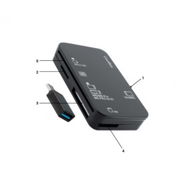 LECTOR MULTITARJETAS COOLBOX USB-A + ADAPTADOR USB-C