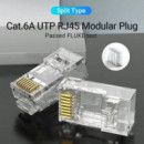 Conector RJ45 Vention Cat6A UTP Macho Bolsa 10 Unidades