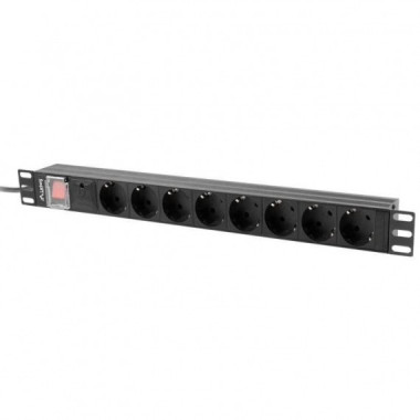 Regleta Lanberg 8 Schukos con Protecci&oacute;n 2m Negra PDU-08F-0200-BK