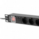 Regleta Lanberg 8 Schukos con Protección 2m Negra PDU-08F-0200-BK