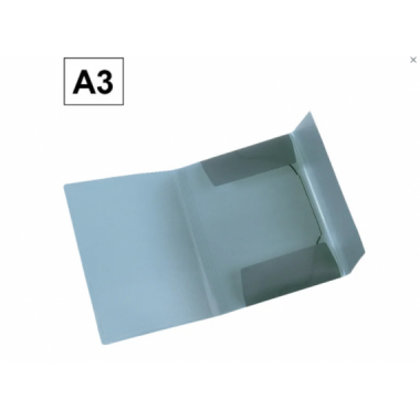 Carpeta Plus Office A3 de Pl&aacute;stico con Gomas y Solapas Azul Gris&aacute;ceo