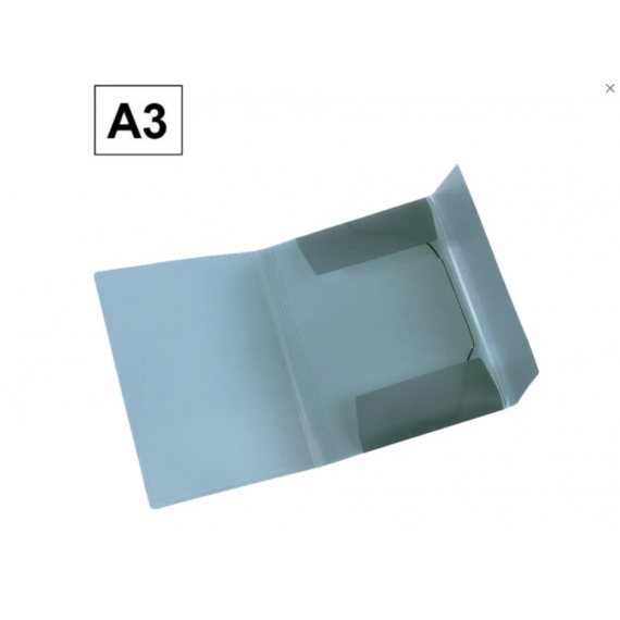 Carpeta Plus Office A3 de Plástico con Gomas y Solapas Azul Grisáceo