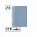 Carpeta Plus Office A4 de Plástico con 30 Fundas Azul Grisáceo