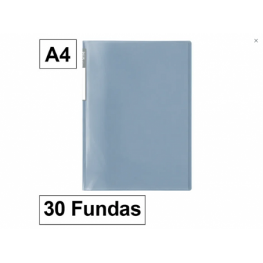 Carpeta Plus Office A4 de Pl&aacute;stico con 30 Fundas Azul Gris&aacute;ceo