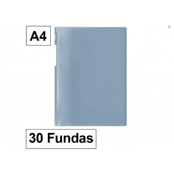 Carpeta Plus Office A4 de Plástico con 30 Fundas Azul Grisáceo