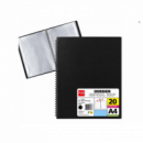 Carpeta Dossier Plus Office con Espiral A4 20 Fundas Negro