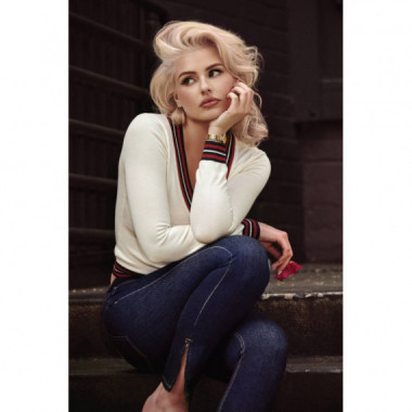 MARILYN LS VN SWTR SALT WHITE