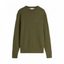 TOMMY HILFIGER - CLASSIC COTTON CABLE CREW NECK - MT1 - F|MW0MW33132/MT1