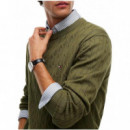 TOMMY HILFIGER - CLASSIC COTTON CABLE CREW NECK - MT1 - F|MW0MW33132/MT1
