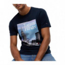 TOMMY HILFIGER - NY LANDSCAPE PHOTO TEE - DW5 - F|MW0MW45188/DW5