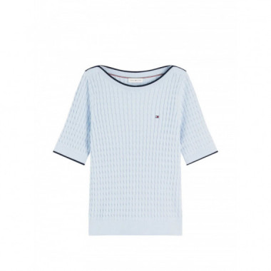 TOMMY HILFIGER - FINE GG CABLE BOAT NK S/S - C1O - F|WW0WW50103/C1O