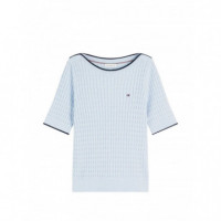 TOMMY HILFIGER - Fine Gg Cable Boat Nk S/s - C1O - F|WW0WW50103/C1O