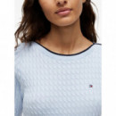 TOMMY HILFIGER - FINE GG CABLE BOAT NK S/S - C1O - F|WW0WW50103/C1O