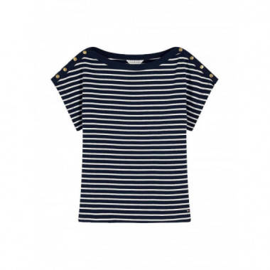 TOMMY HILFIGER - GOLD BTN CAP-SLV BOAT-NK TEE - 0AE - F|WW0WW50942/0AE