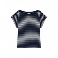 TOMMY HILFIGER - GOLD BTN CAP-SLV BOAT-NK TEE - 0AE - F|WW0WW50942/0AE