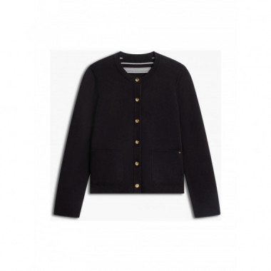 TOMMY HILFIGER - CO JERSEY STCH REVERSIBLE CARDI - BDS - F|WW0WW40846/BDS