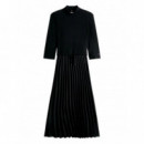 TOMMY HILFIGER - SLIM 5X2 RIB MIX MIDI DRS - BDS - F|WW0WW46138/BDS
