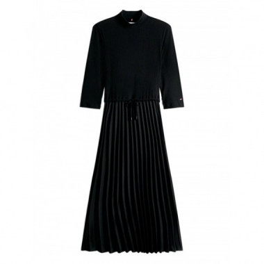 TOMMY HILFIGER - SLIM 5X2 RIB MIX MIDI DRS - BDS - F|WW0WW46138/BDS