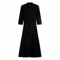TOMMY HILFIGER - Slim 5X2 Rib Mix MIDI Drs - Bds - F|WW0WW46138/BDS