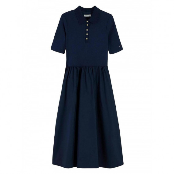TOMMY HILFIGER - 5X2 RIB F&F MIDI S/S POLO DRESS - C1G - F|WW0WW52227/C1G