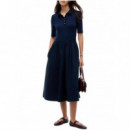 TOMMY HILFIGER - 5X2 RIB F&F MIDI S/S POLO DRESS - C1G - F|WW0WW52227/C1G