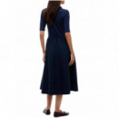 TOMMY HILFIGER - 5X2 RIB F&F MIDI S/S POLO DRESS - C1G - F|WW0WW52227/C1G