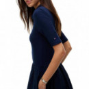 TOMMY HILFIGER - 5X2 RIB F&F MIDI S/S POLO DRESS - C1G - F|WW0WW52227/C1G
