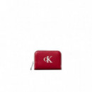 CONTRAST CK MEDIUM ZIP AROUND BORDEAUX W