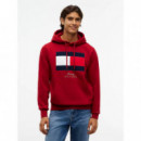 GIFTING FLAG FLEECE HOODIE MEDIUM RED