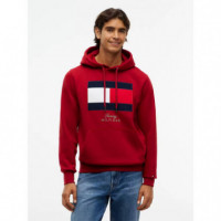 GIFTING FLAG FLEECE HOODIE MEDIUM RED
