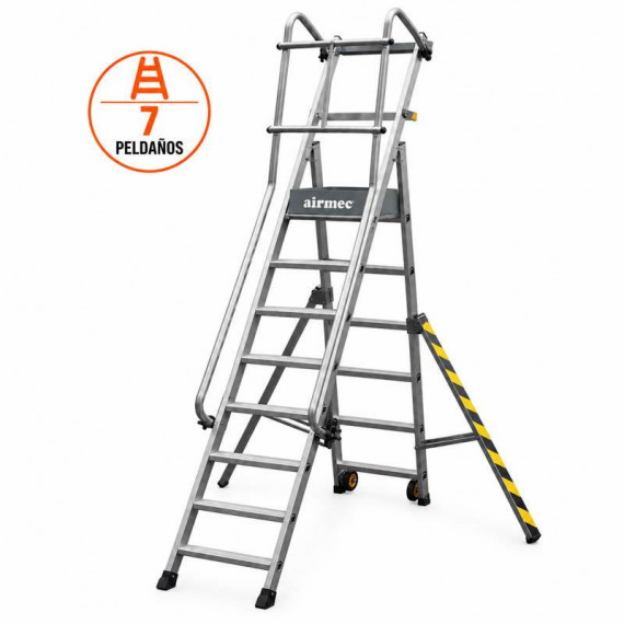 Escalera Aluminio Plegable Guardacuerpos con Estabilizador AIRMEC (7P)